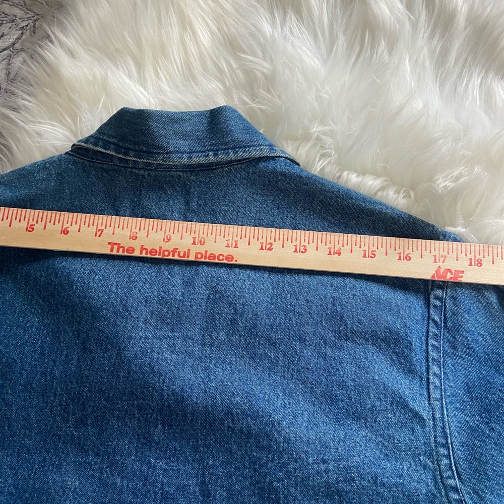 Tantrums Sz S Women’s Blue Denim Jacket with Red Floral Embroidery - Picture 11 of 11